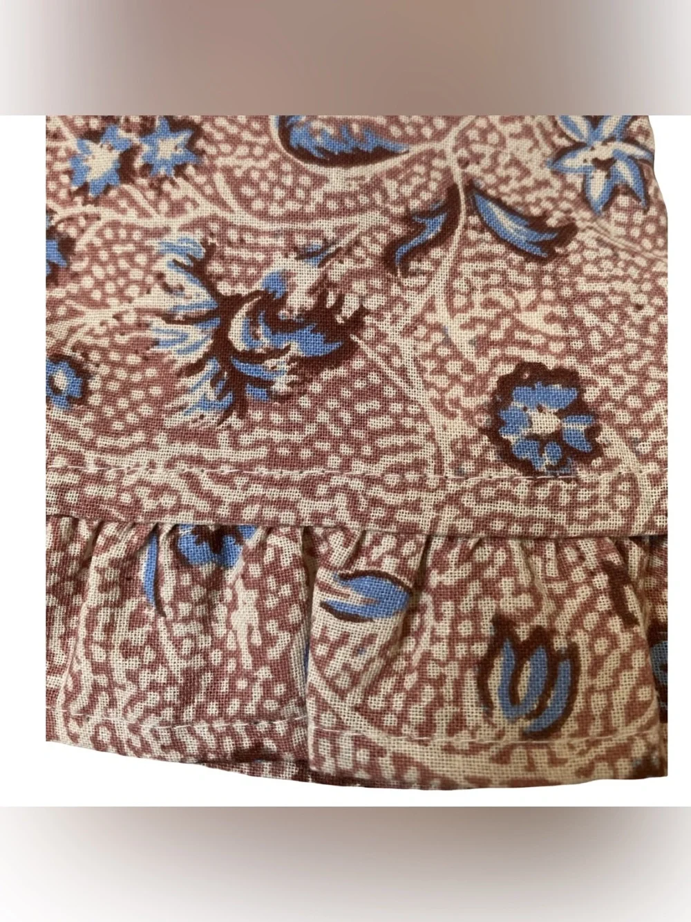 Threshold 4pc Cotton Ruffle Napkins Floral Pink Blue Block Print 18x18” NWT